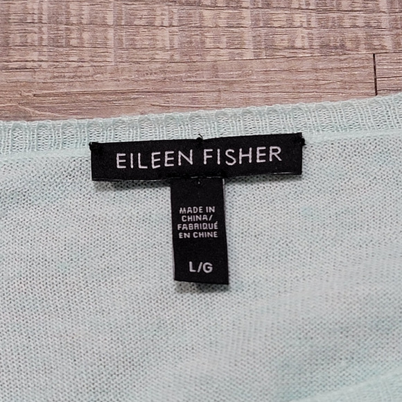 Eileen Fisher Tencel Organic Cotton Silk Blend Sweater Size Large Blue Coastal - Picture 3 of 6